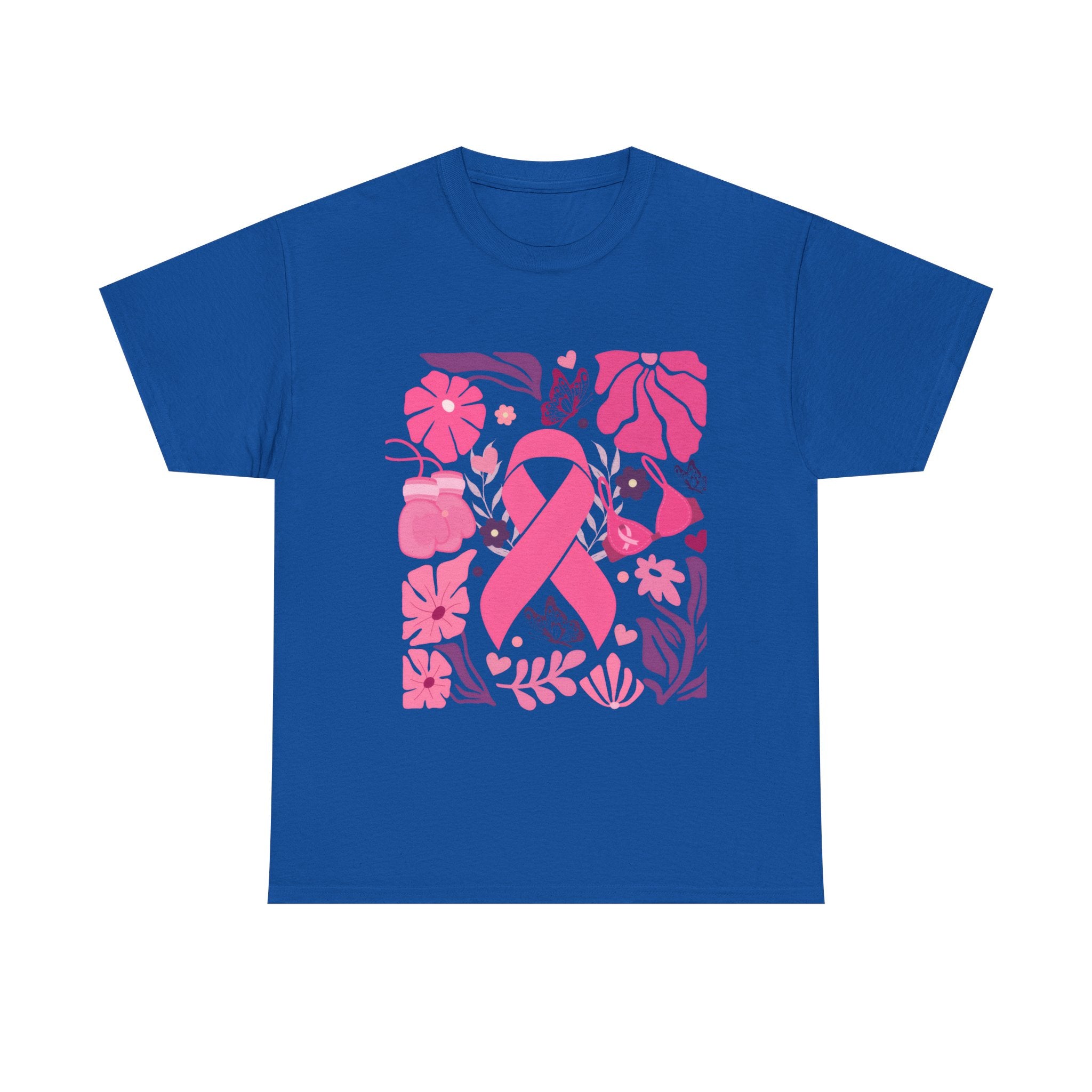 Pink Ribbon Awareness Tee, Flower Power Shirt, Support Breast Cancer, Unisex Cotton T-shirt, Thoughtful Gift for Her