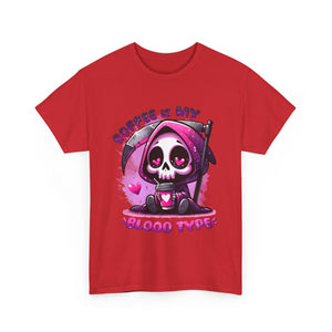 grim reaper coffee is my blood type Unisex Heavy Cotton Tee by the x m world