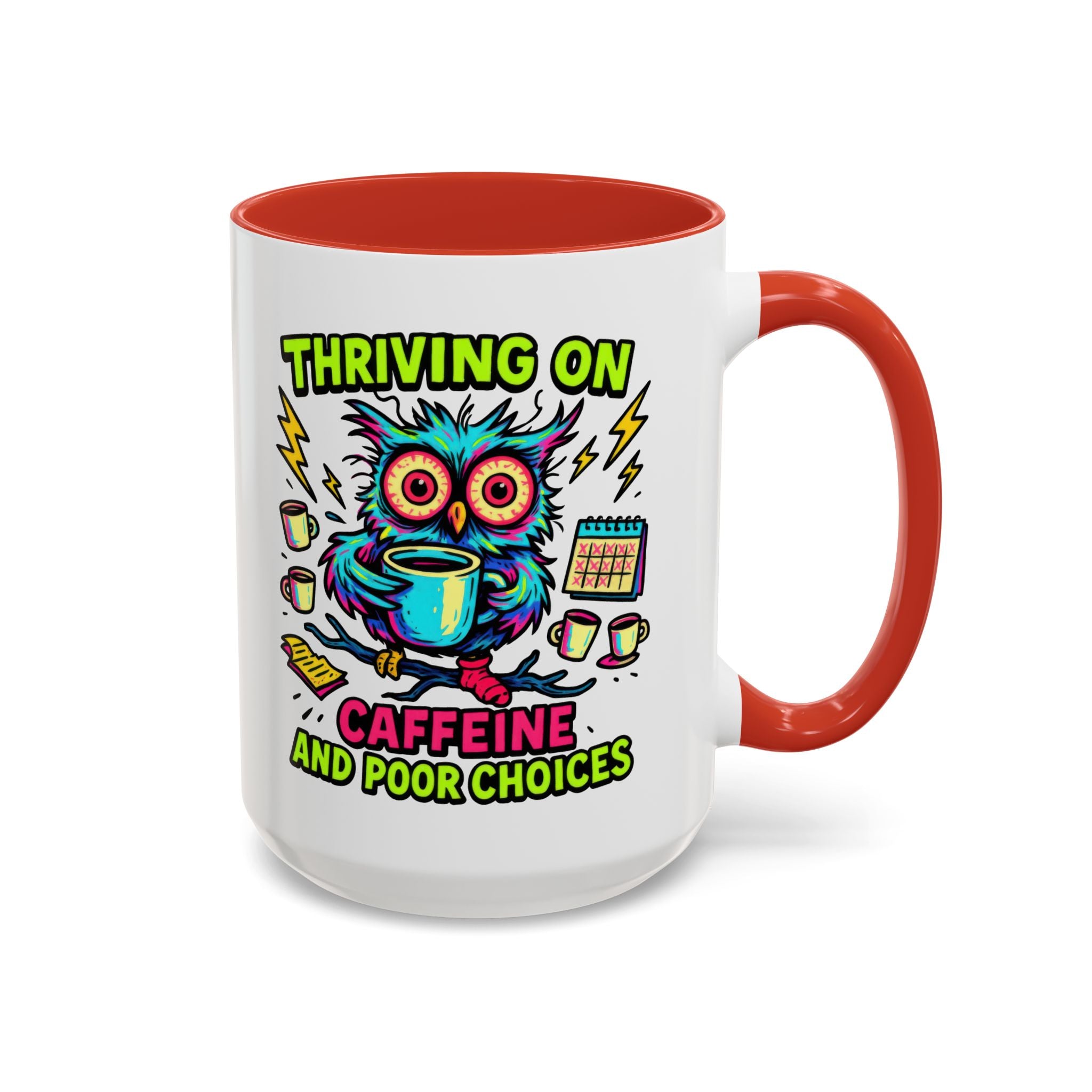 Thriving on Caffeine Mug | Funny Owl Coffee Cup | Gift for Coffee Lovers | Cute Kitchen Decor | Birthday, Holiday Gift