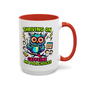 Thriving on Caffeine Mug | Funny Owl Coffee Cup | Gift for Coffee Lovers | Cute Kitchen Decor | Birthday, Holiday Gift