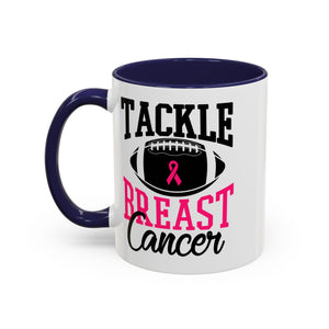 Tackle Breast Cancer Coffee Mug, Supportive Gift for Football Fans, Awareness Mug, Cheer Team Spirit, Fundraiser Drinkware