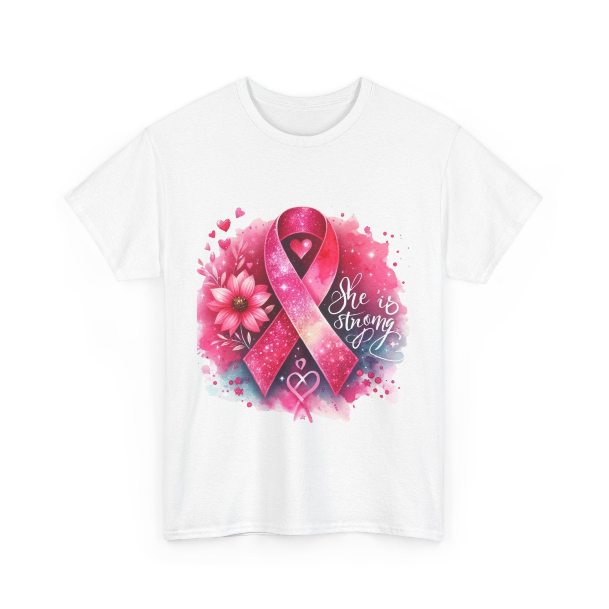 Breast Cancer Awareness Tee - She is Strong, Support Shirt, Gift for Fighters, Awareness Month Apparel, Inspirational T-Shirt