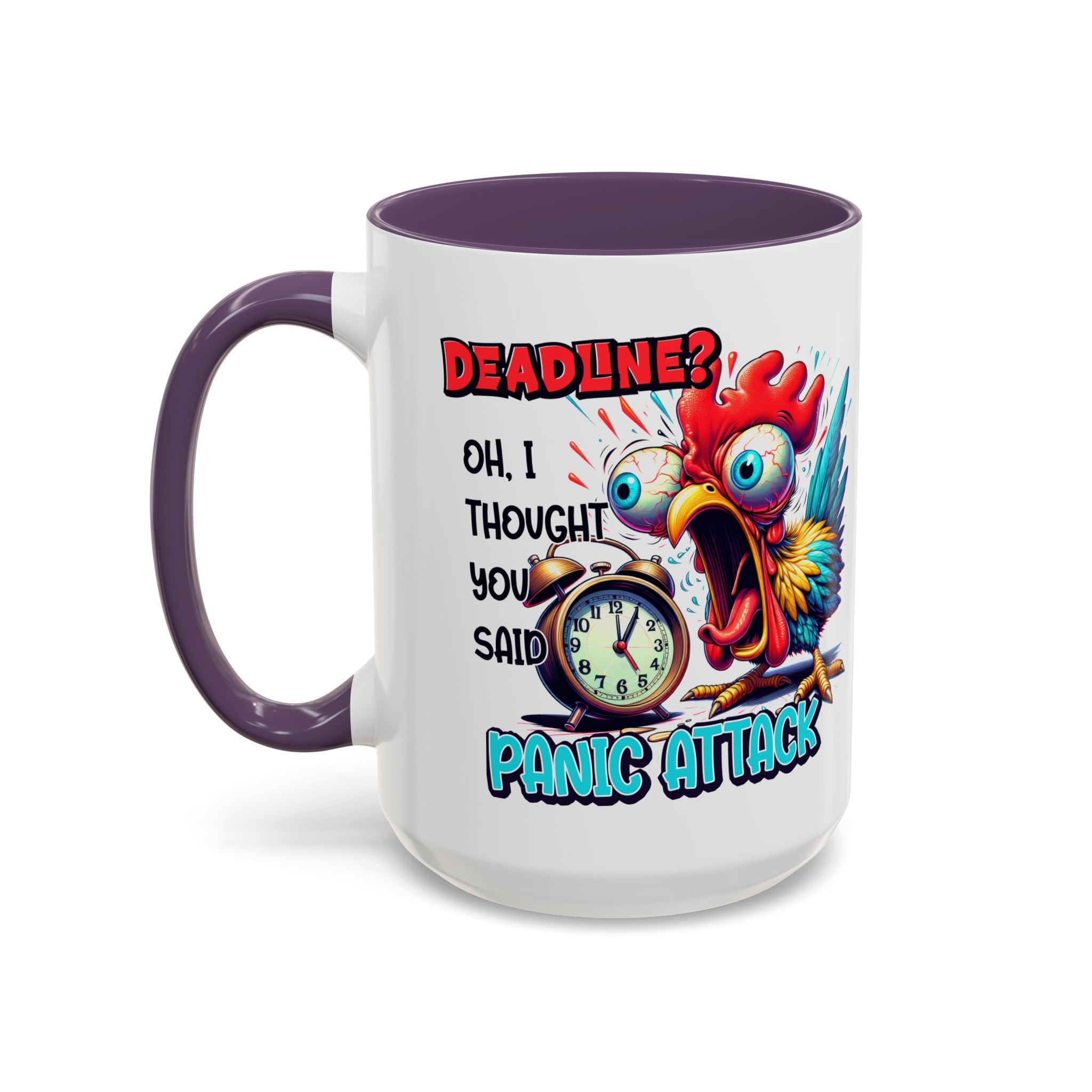 Funny Panic Attack Coffee Mug, Quirky Rooster Mug for Stress Relief, Gift for Teachers, Office Humor, Coworker Gift, Fun Coffee Cup