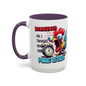 Funny Panic Attack Coffee Mug, Quirky Rooster Mug for Stress Relief, Gift for Teachers, Office Humor, Coworker Gift, Fun Coffee Cup