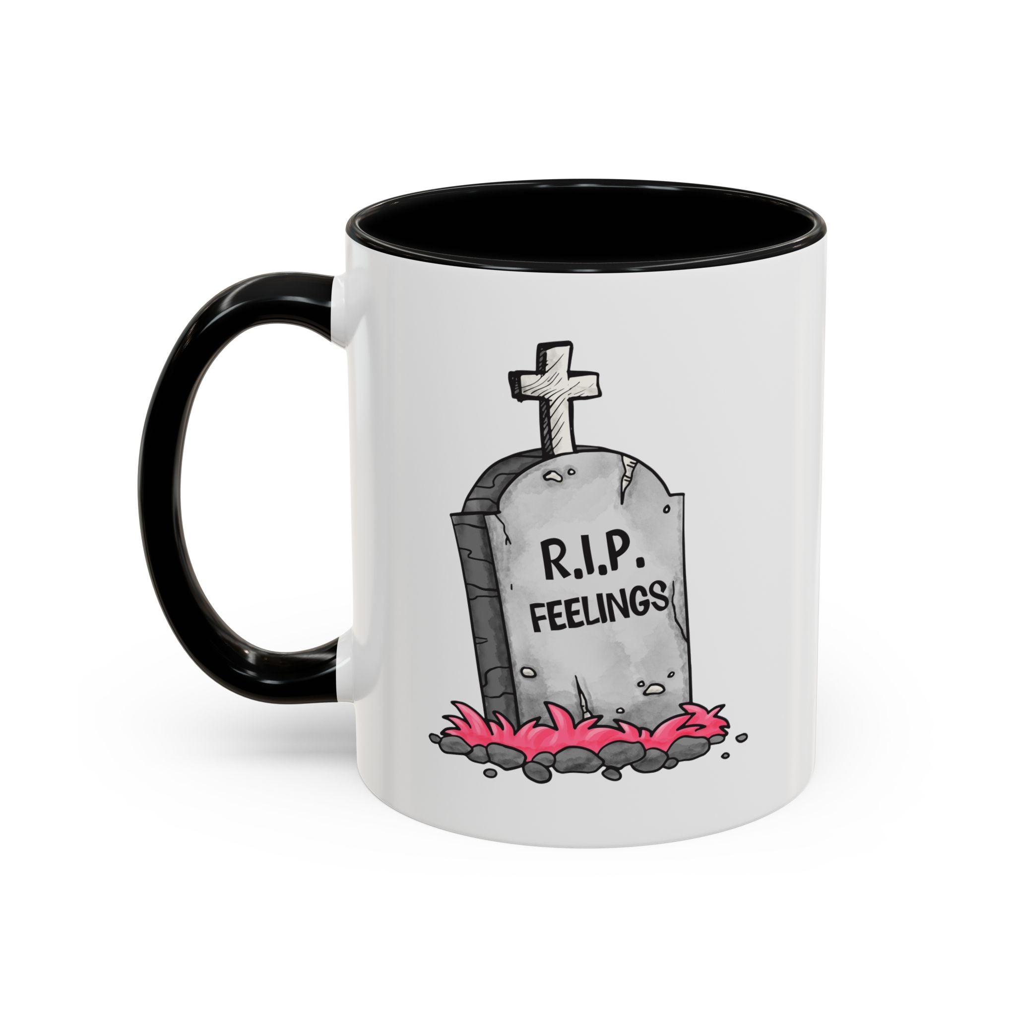 Coffee Mug — RIP Feelings Tombstone Accent Mug anti valentine