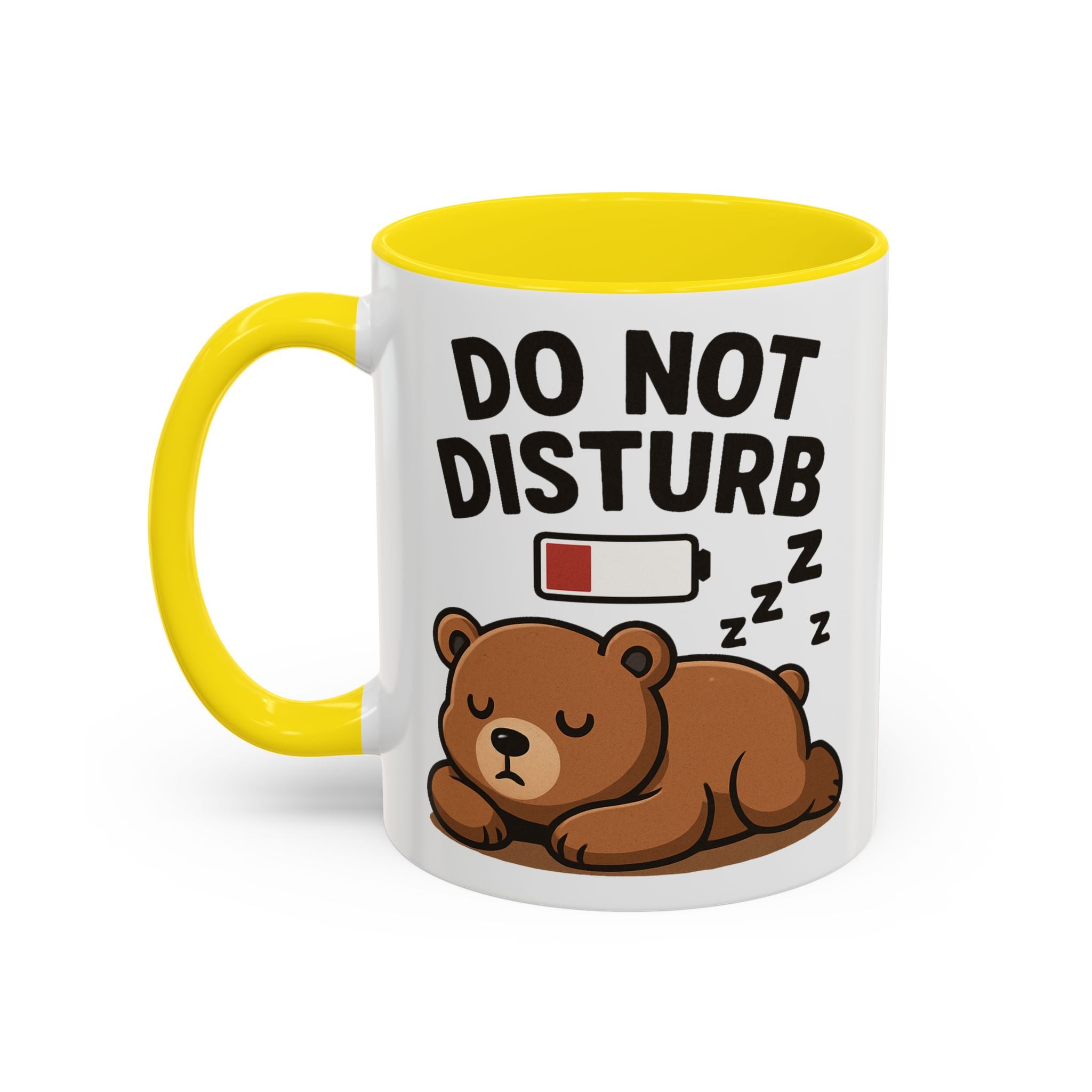 Do Not Disturb Bear Coffee Mug – Low Battery Cute Sleeping Bear Accent Mug (11/15oz)
