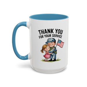 Thank You for Your Service Coffee Mug - 11oz & 15oz Accent Mugs for Veterans Appreciation