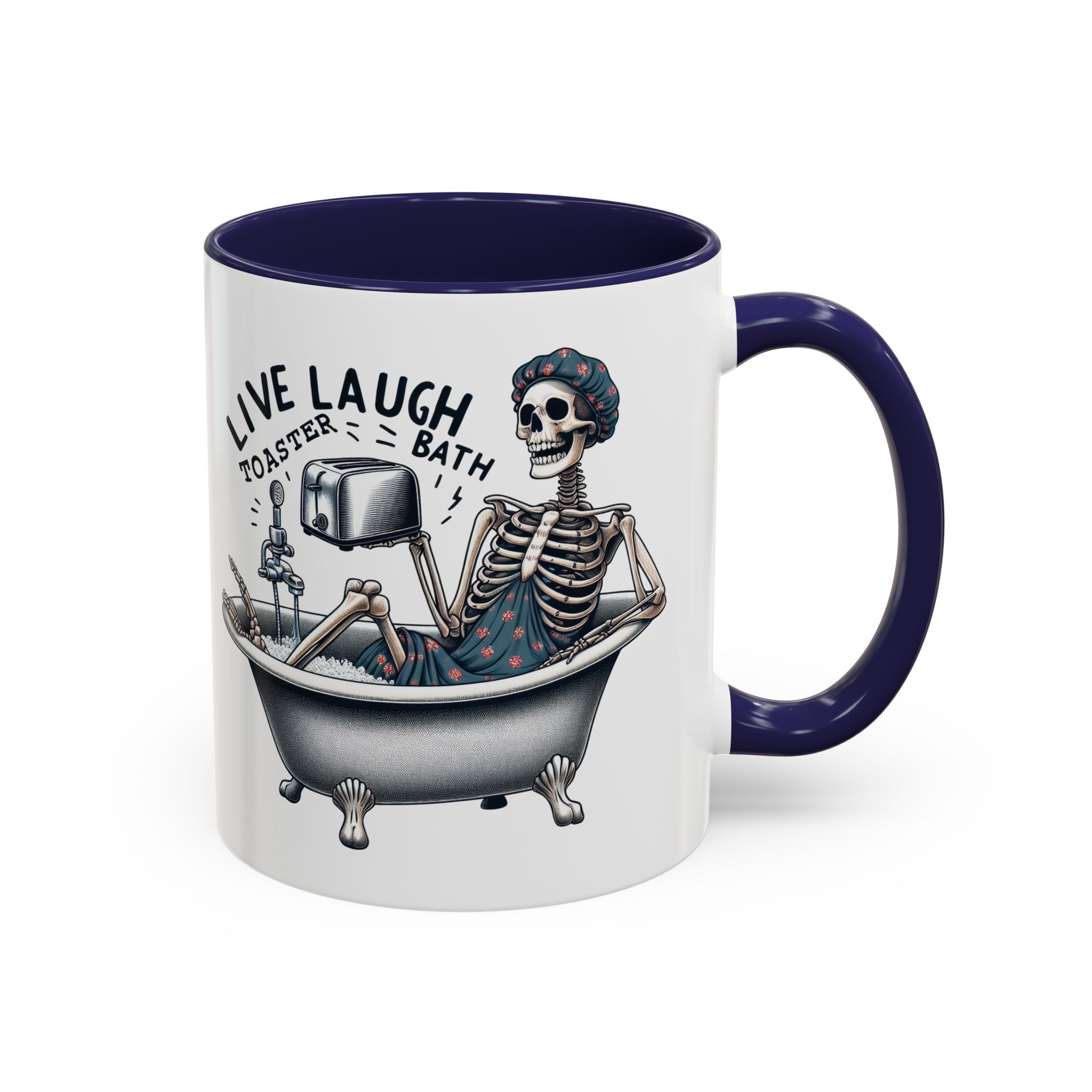 Skeleton Bath Time Coffee Mug, Live Laugh Roast & Relax Skeleton Mug, Funny Gift for Halloween, Quirky Kitchen Decor, Unique Coffee Cup