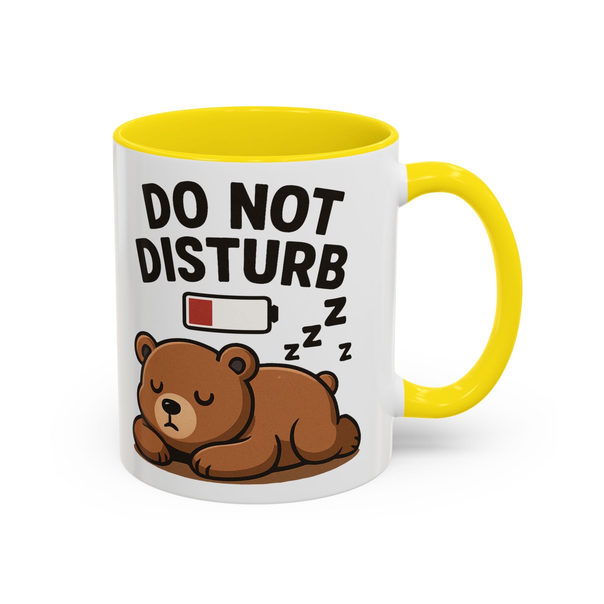 Do Not Disturb Bear Coffee Mug – Low Battery Cute Sleeping Bear Accent Mug (11/15oz)