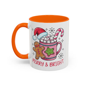 Festive Gingerbread Coffee Mug, Christmas Gift, Holiday Coffee Cup, Merry & Bright Mug, Winter Mug, Hot Chocolate Holder