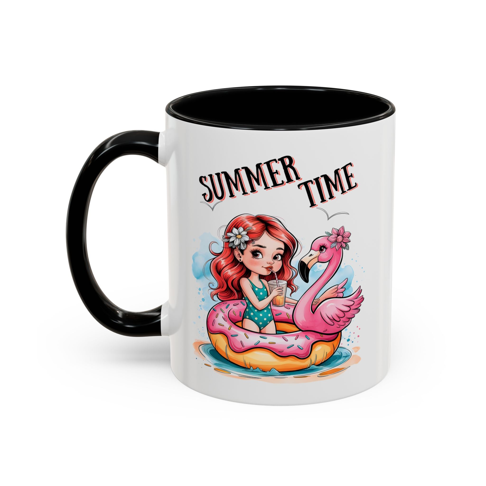 Summer Time Accent Coffee Mug - 11oz & 15oz funny cute girl floating