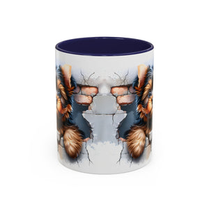 Cute Dog Peeking Coffee Mug, Pet Lover Gift, Yorkshire Terrier Mug, Animal Lover Coffee Cup, Dog-Themed Drinkware, Doggie Mug