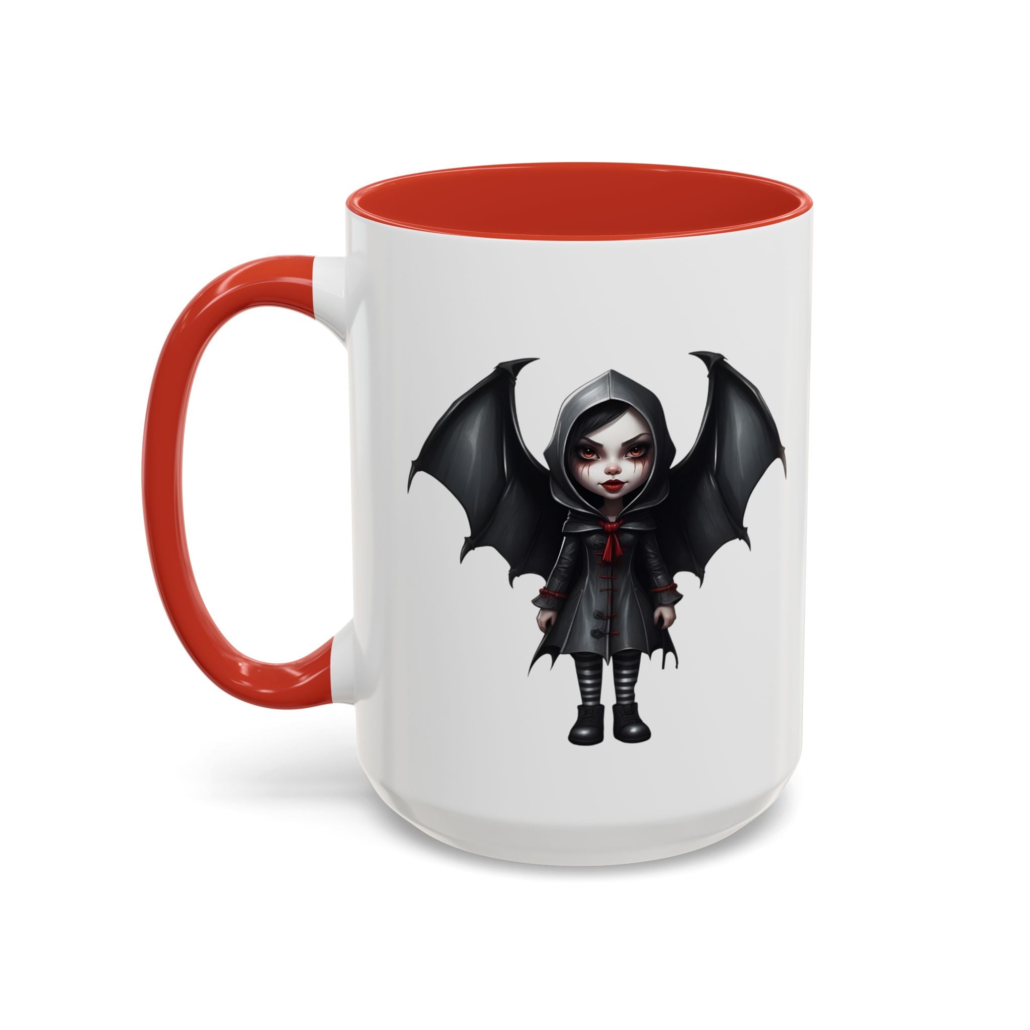 gothic vampire girl with wings horror art Accent Coffee Mug (11, 15oz) vamp14