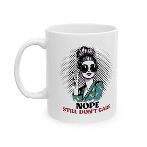 Funny Motivational don't care coffee Mug, Joke Cup, Gift for  Home Office Drinkware, Humorous Coffee Mug, Still Don't Care