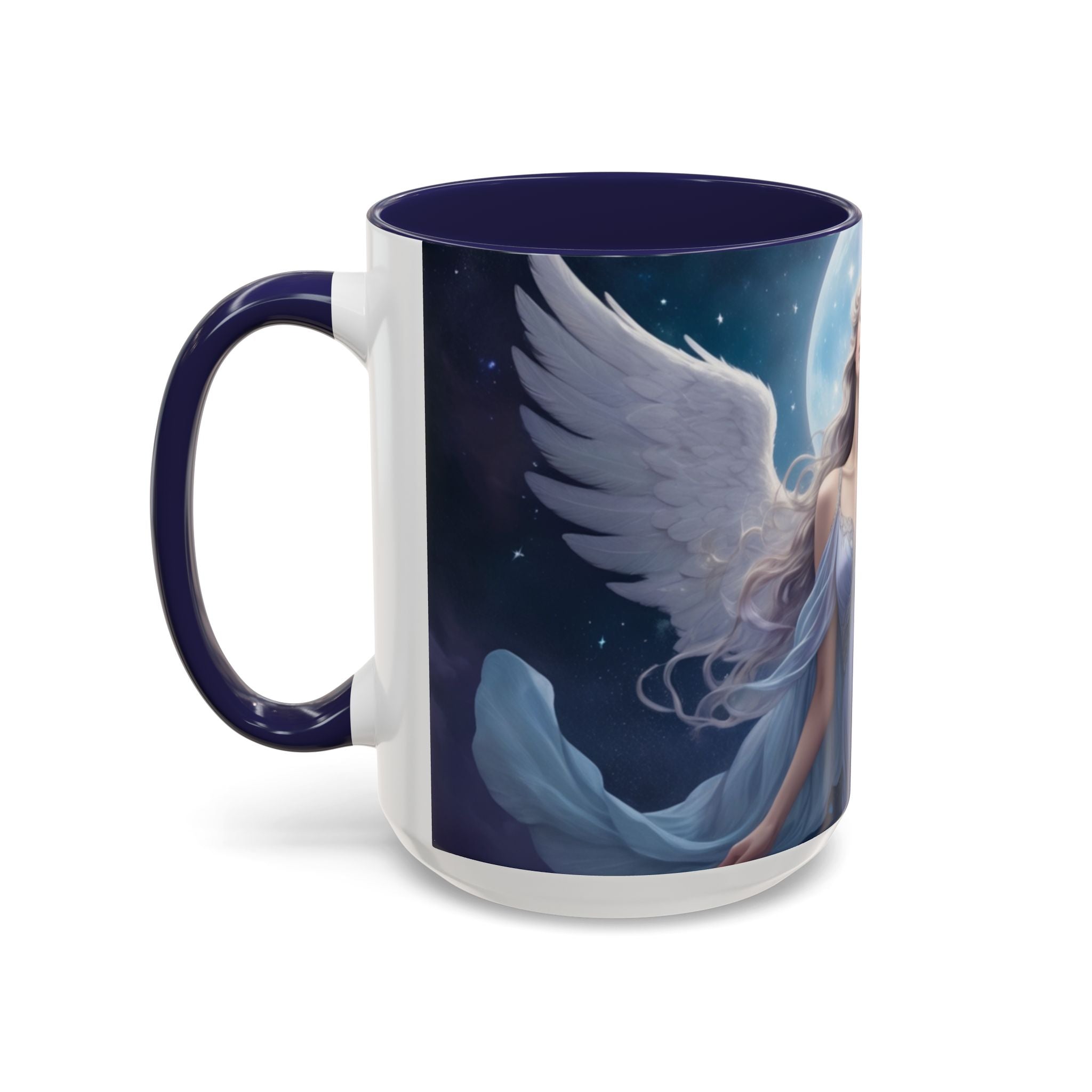 Celestial Angel Accent Coffee Mug - 11 & 15oz, Ethereal Design for Dreamy Coffee Lovers fantasy