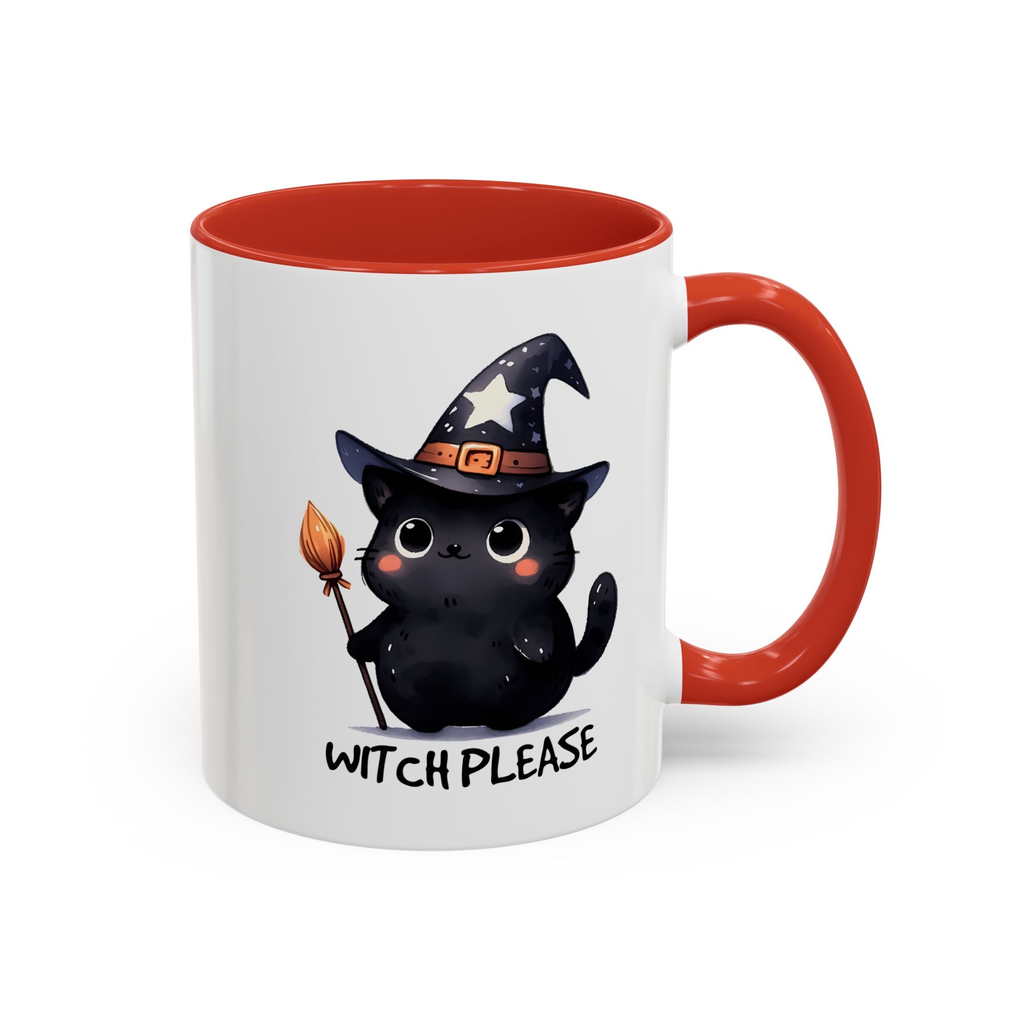 Cute Witch Cat Coffee Mug - Perfect for Halloween, Cat Lover Gift, Witch Please Design, Black Cat Mug, Cozy Drinkware