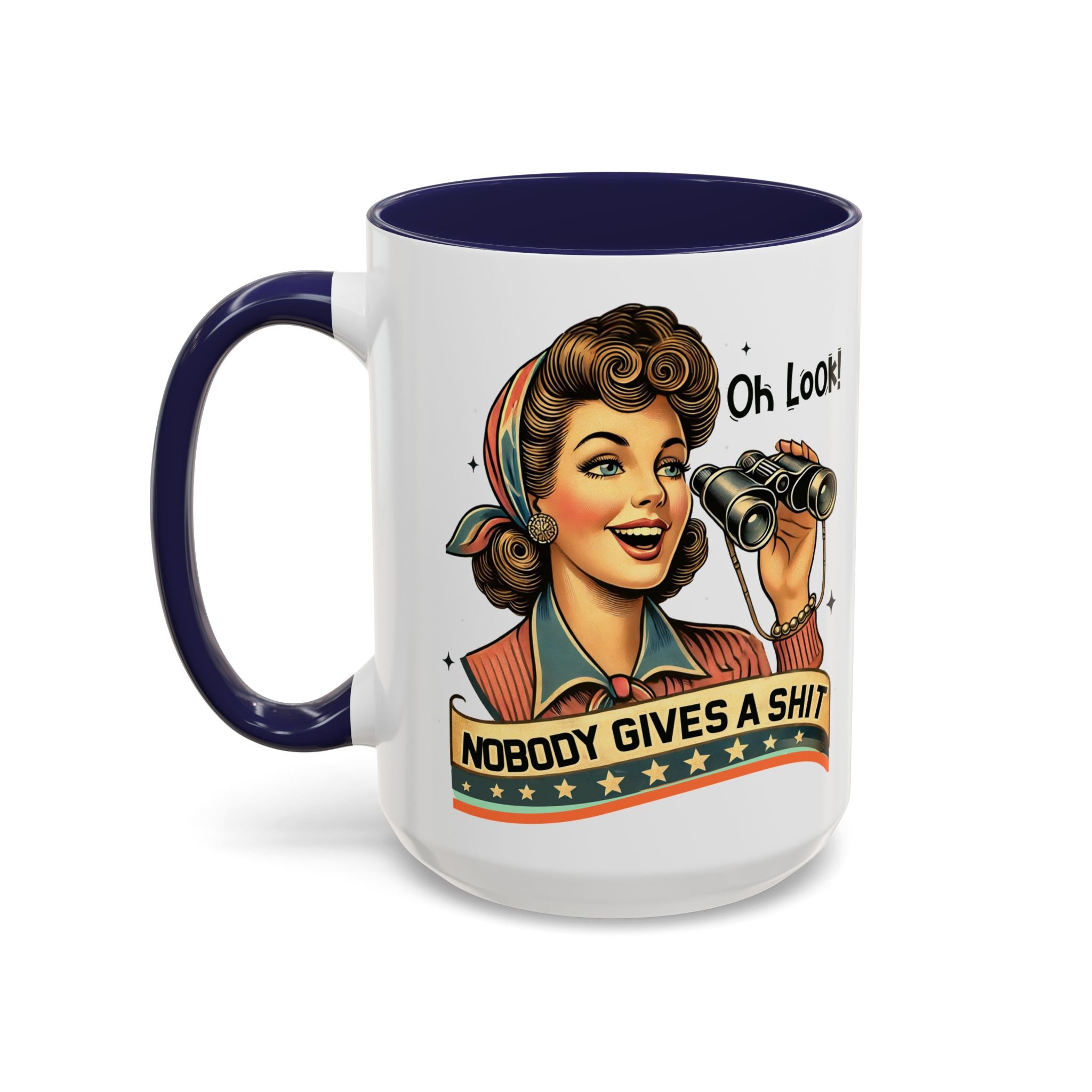 Nobody Gives a Shit Retro Coffee Mug — Funny Vintage Pin-Up Accent Mug (11/15oz)