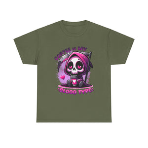 grim reaper coffee is my blood type Unisex Heavy Cotton Tee by the x m world