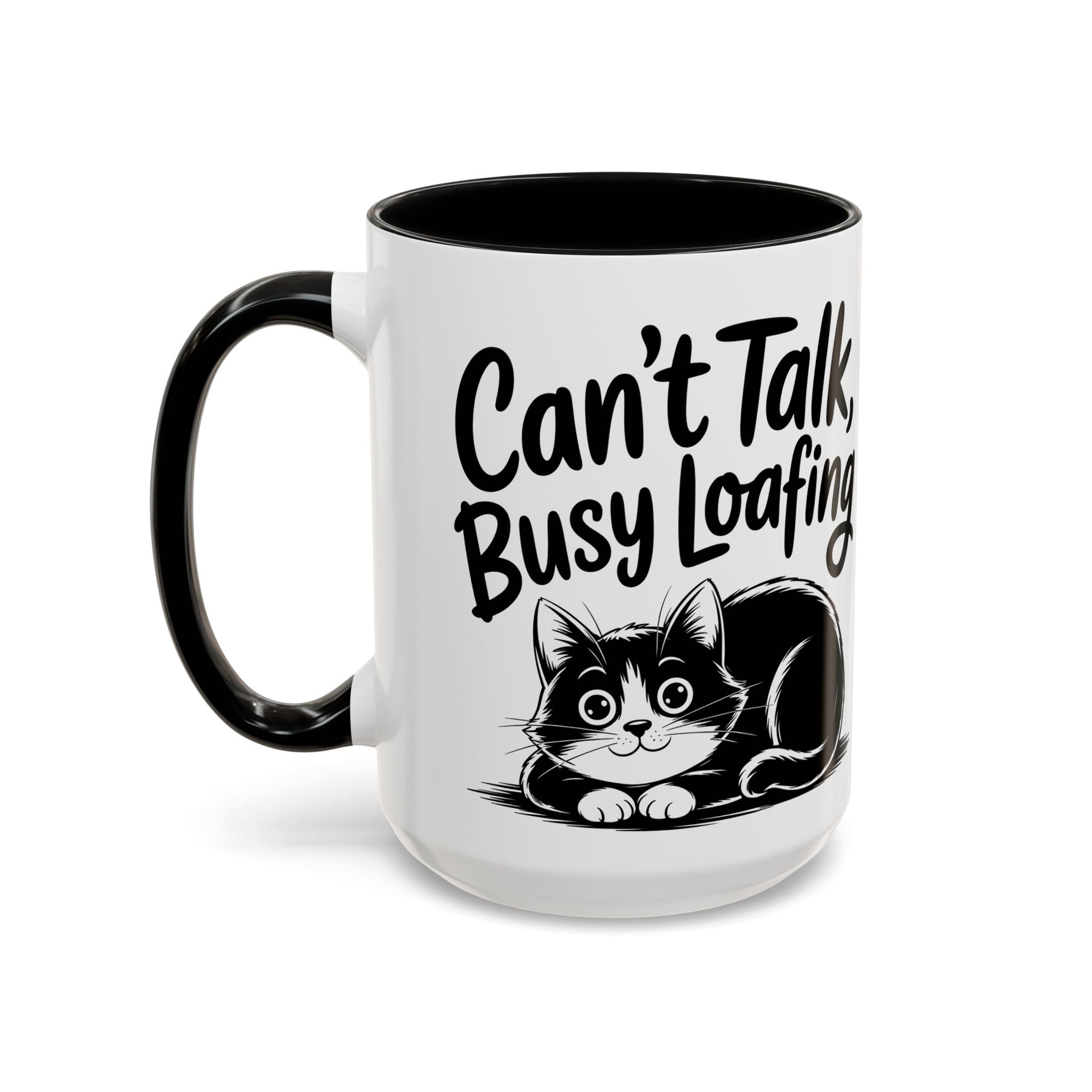 Can't Talk, Busy Loafing Cat Coffee Mug — Cute Cat Lover Gift (11/15oz)