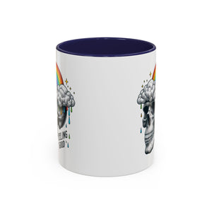 Skull Rainbow Coffee Mug, Unique Gift for Coffee Lovers, Halloween Decor, Daily Motivation Mug, Fun Skull Design