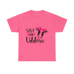 cancer awareness Save the Udders Unisex Heavy Cotton Tee, Fun Cow Tee,  Animal Lover Gift, Casual Tee, Eco-Friendly Apparel