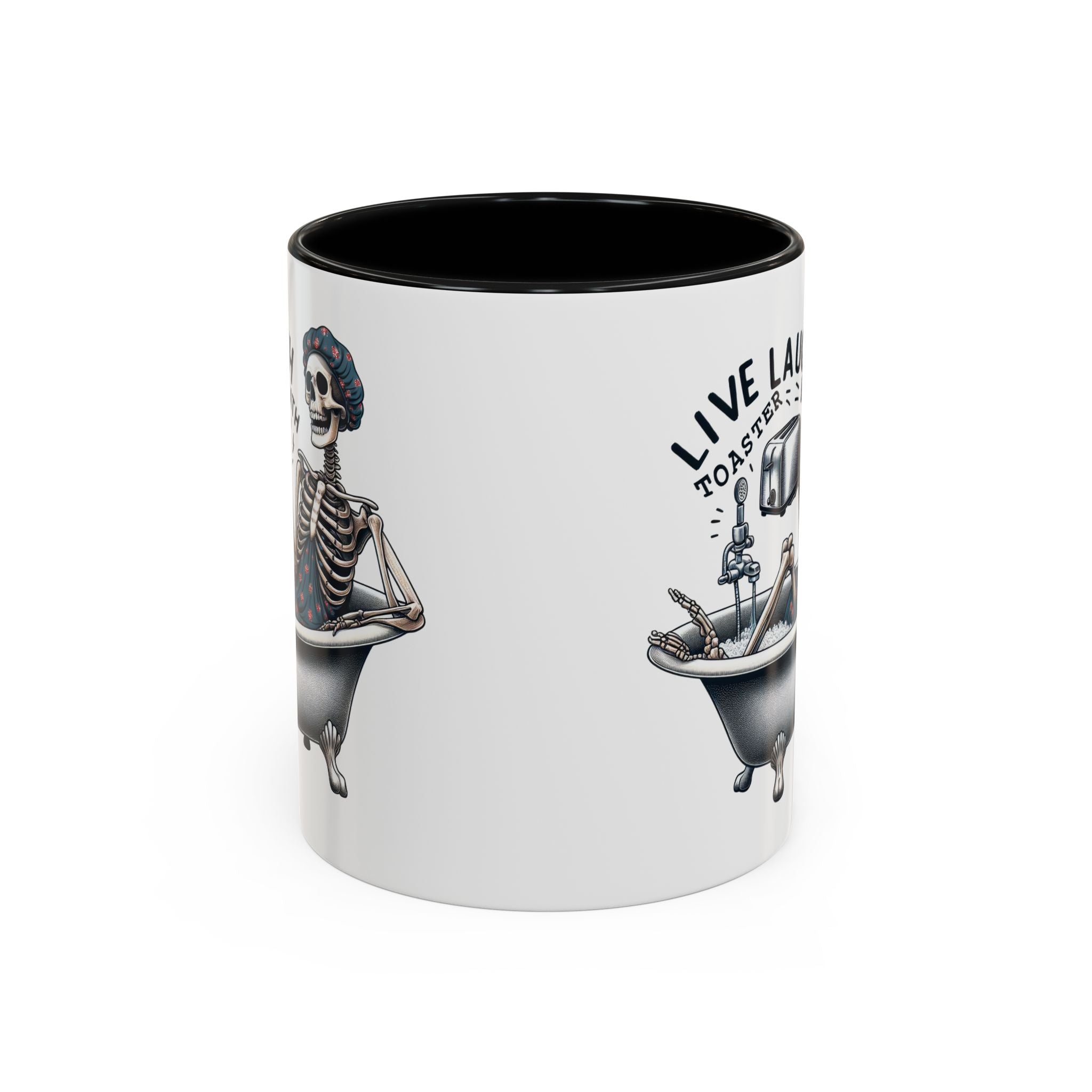 Skeleton Bath Time Coffee Mug, Live Laugh Roast & Relax Skeleton Mug, Funny Gift for Halloween, Quirky Kitchen Decor, Unique Coffee Cup