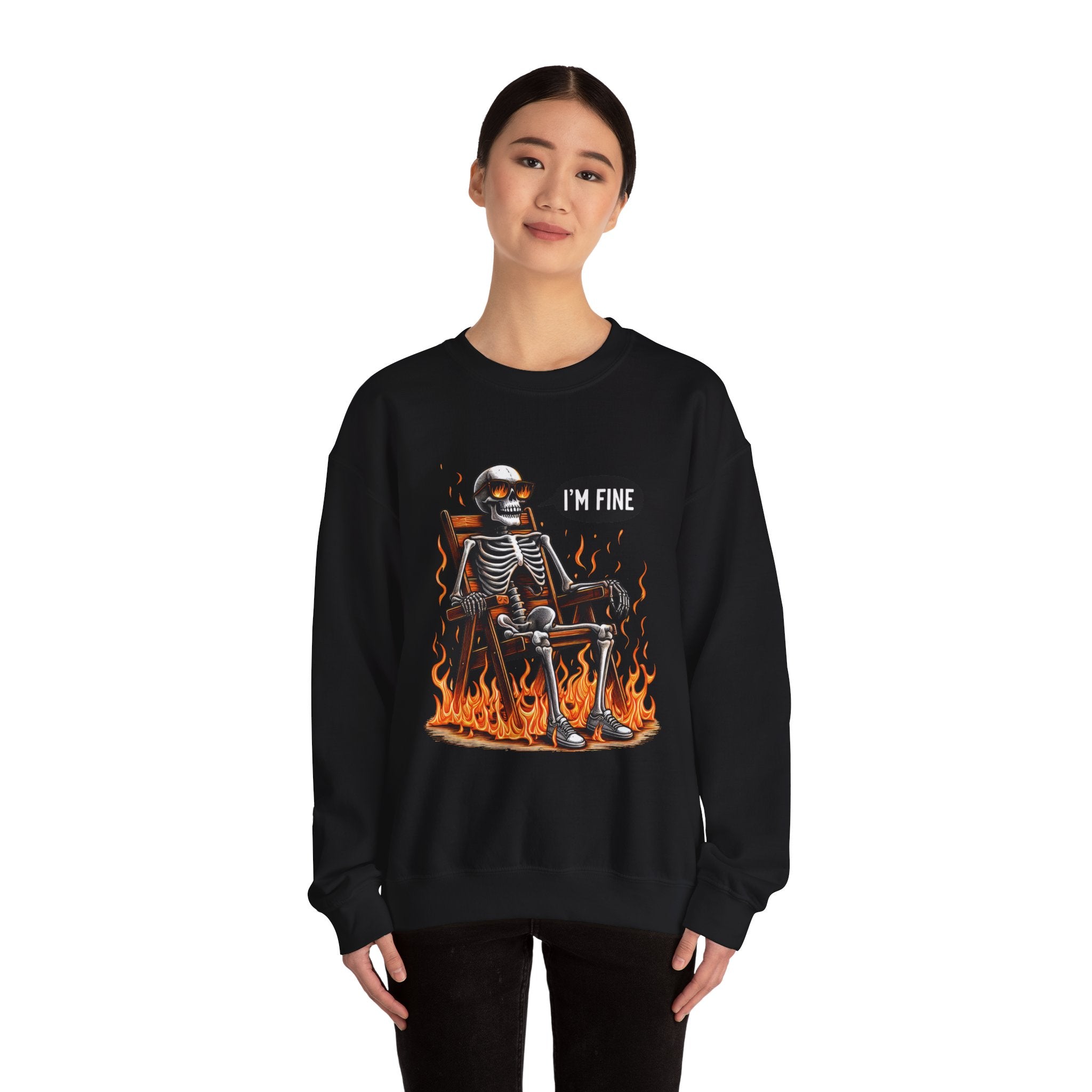 Chill Vibes Skeleton Sweatshirt, Unisex Crewneck, Perfect for Halloween, Casual Wear, Gift for Friends, Cozy Lounge Wear