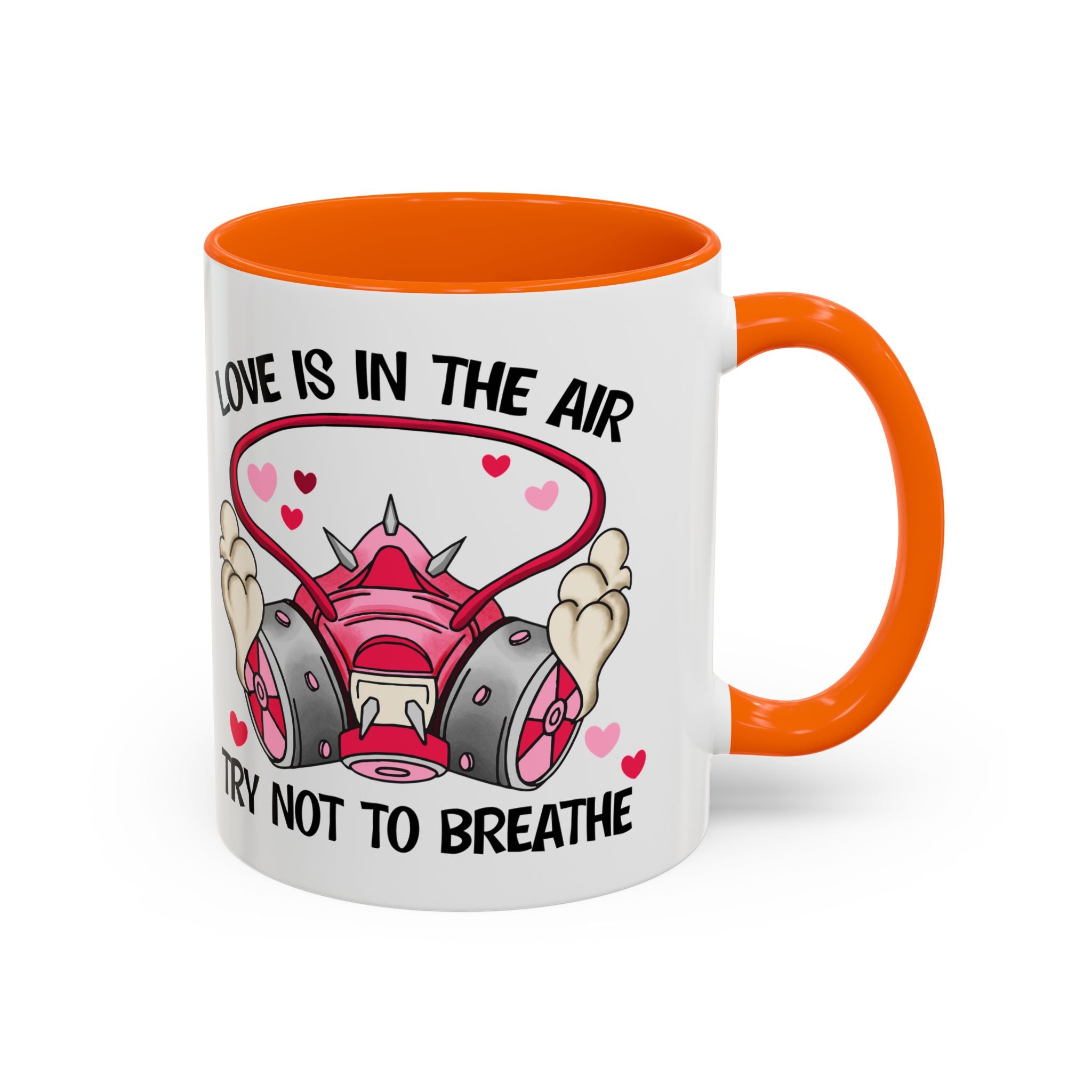 Love Is In The Air Gas Mask Coffee Mug — Funny anti Valentine Gift (11/15oz)