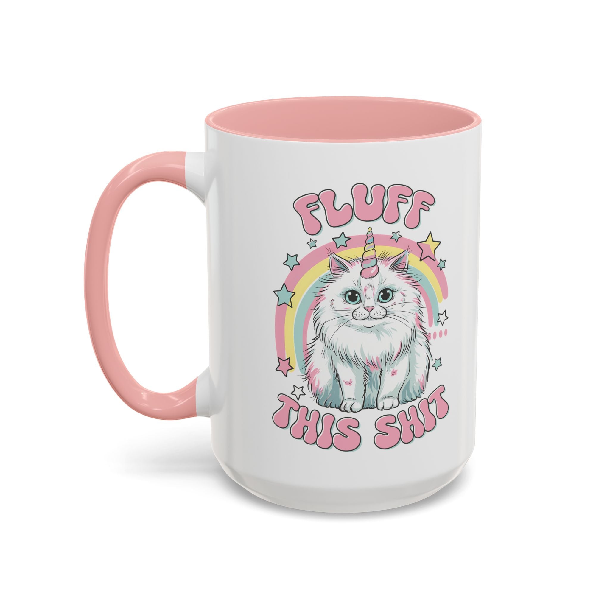 Whimsical Cat Coffee Mug - "Fluff This Shit" funny adult humor sarcasm