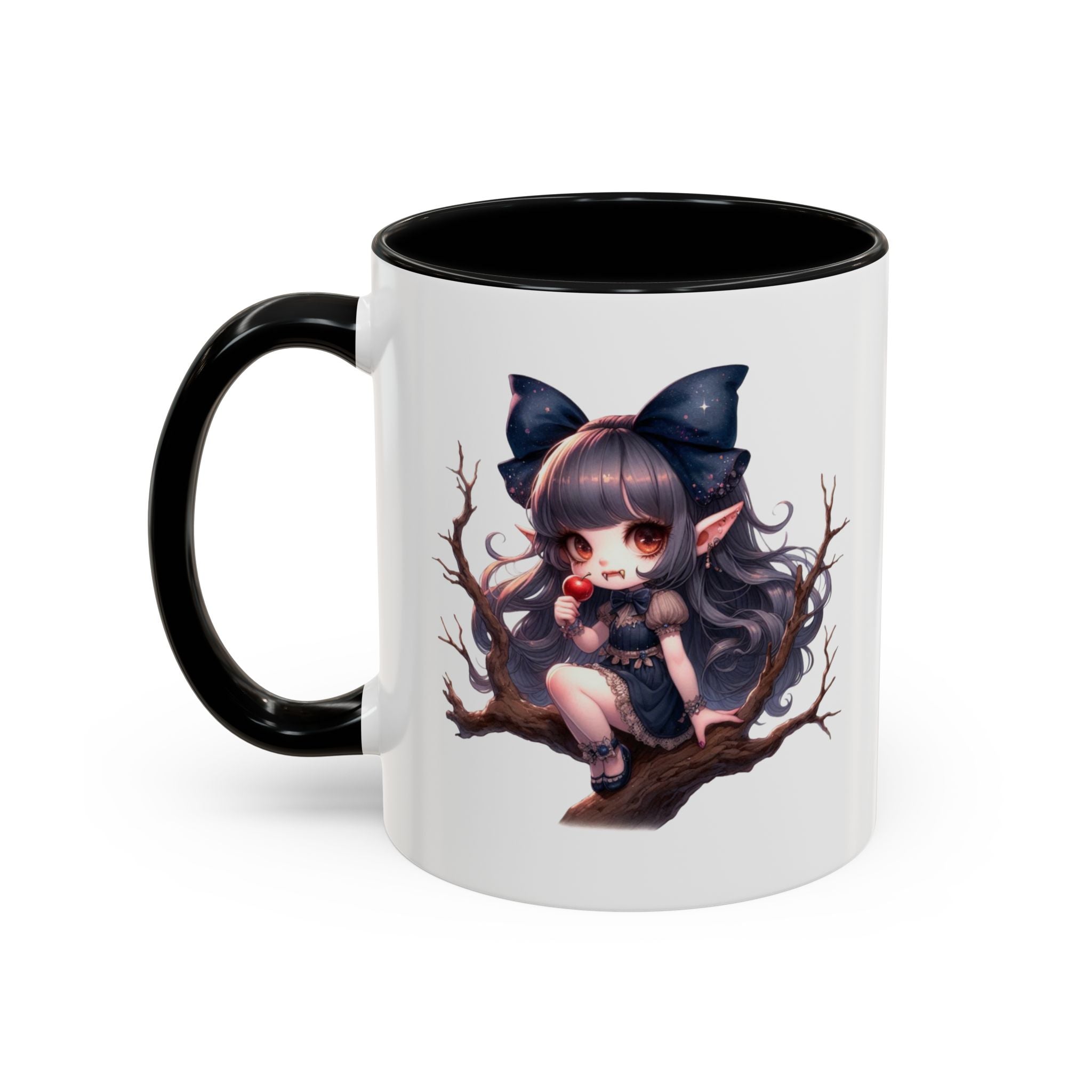 gothic vampire girl in tree horror art Accent Coffee Mug (11, 15oz) png16