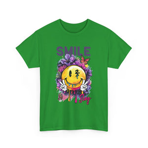 Smile Floral Graphic Tee unisex cotton tee gothic