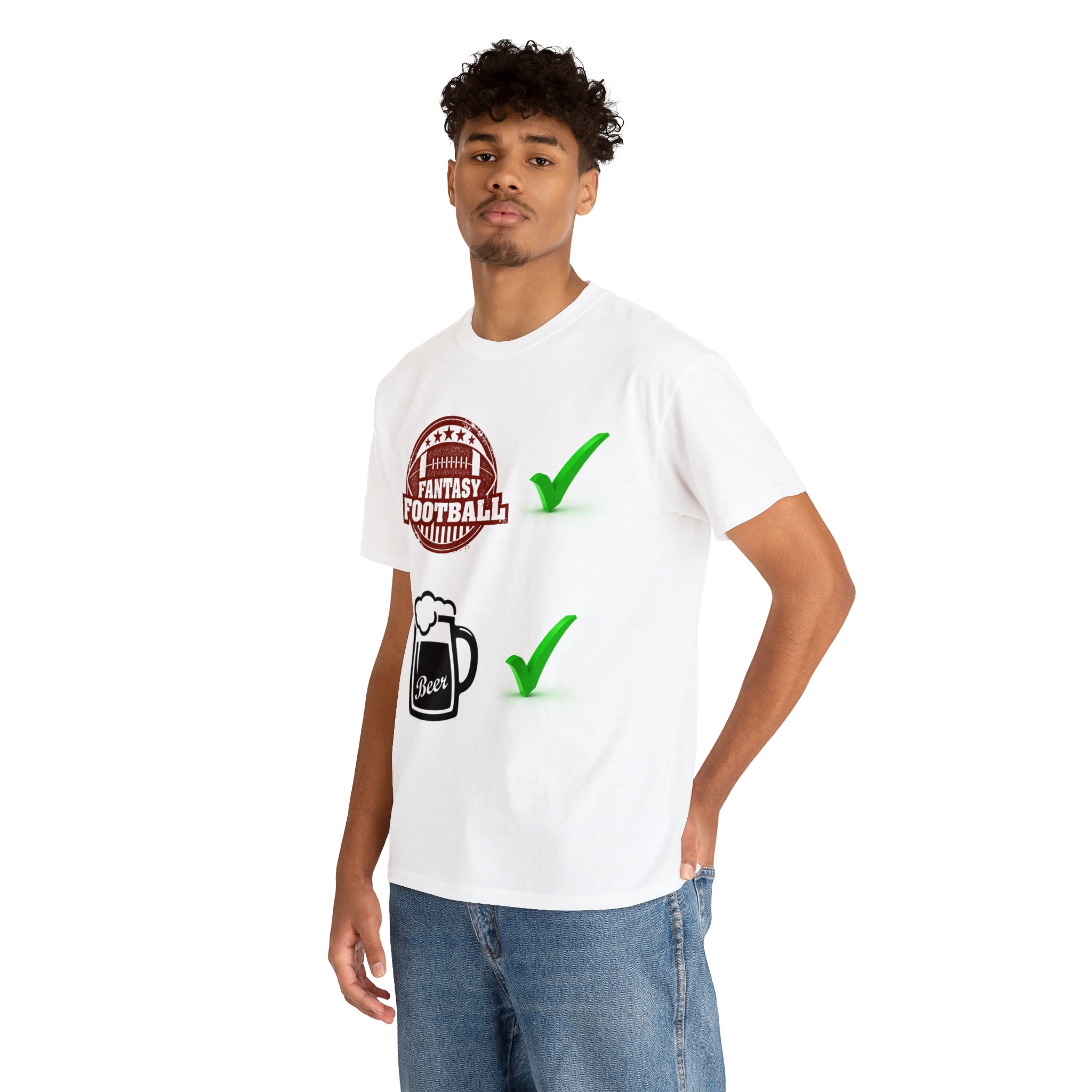 Fantasy football and beer Unisex Heavy Cotton Tee