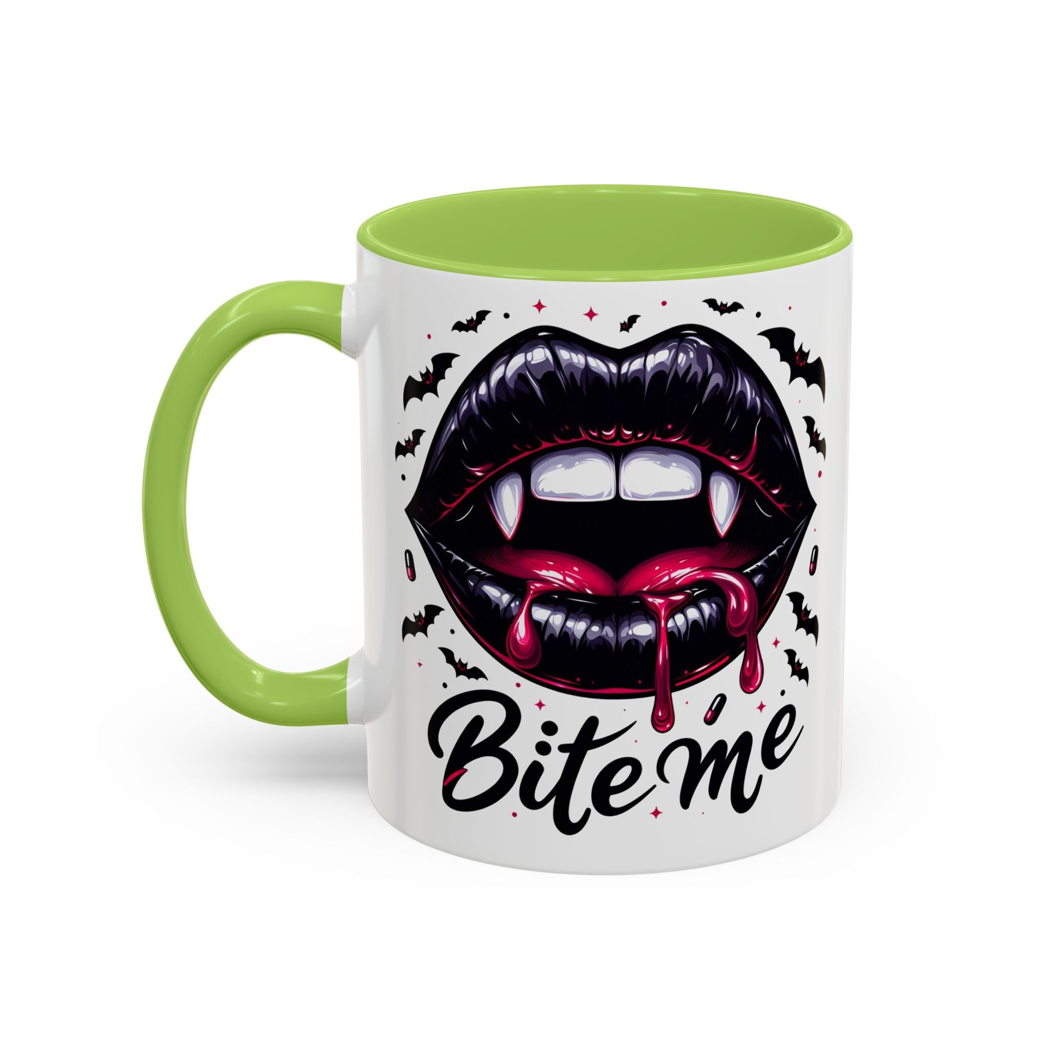 Vampire Themed Coffee Mug - "Bite Me"  halloween bats horror art cup
