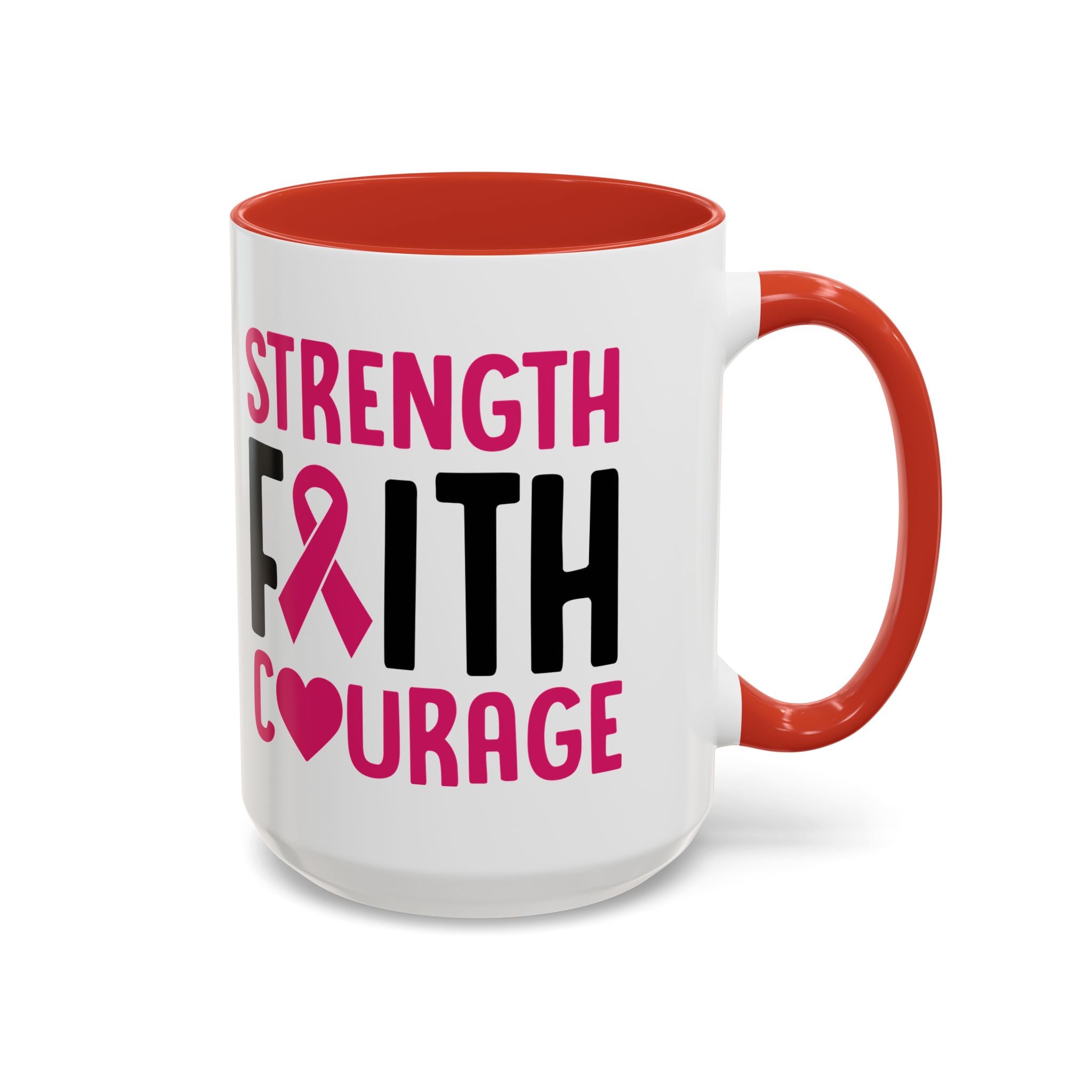 Inspirational Coffee Mug: Strength, Faith, Courage - Gift for Survivors, Awareness Events, Supportive Home Decor, Encouragement