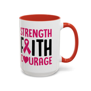 Inspirational Coffee Mug: Strength, Faith, Courage - Gift for Survivors, Awareness Events, Supportive Home Decor, Encouragement