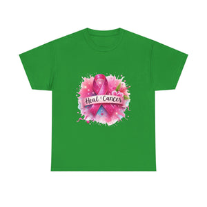 Breast Cancer Awareness Tee, Heal Cancer Cotton Shirt, Unisex Supportive T-Shirt, Gift for Survivor, Pink Ribbon Shirt