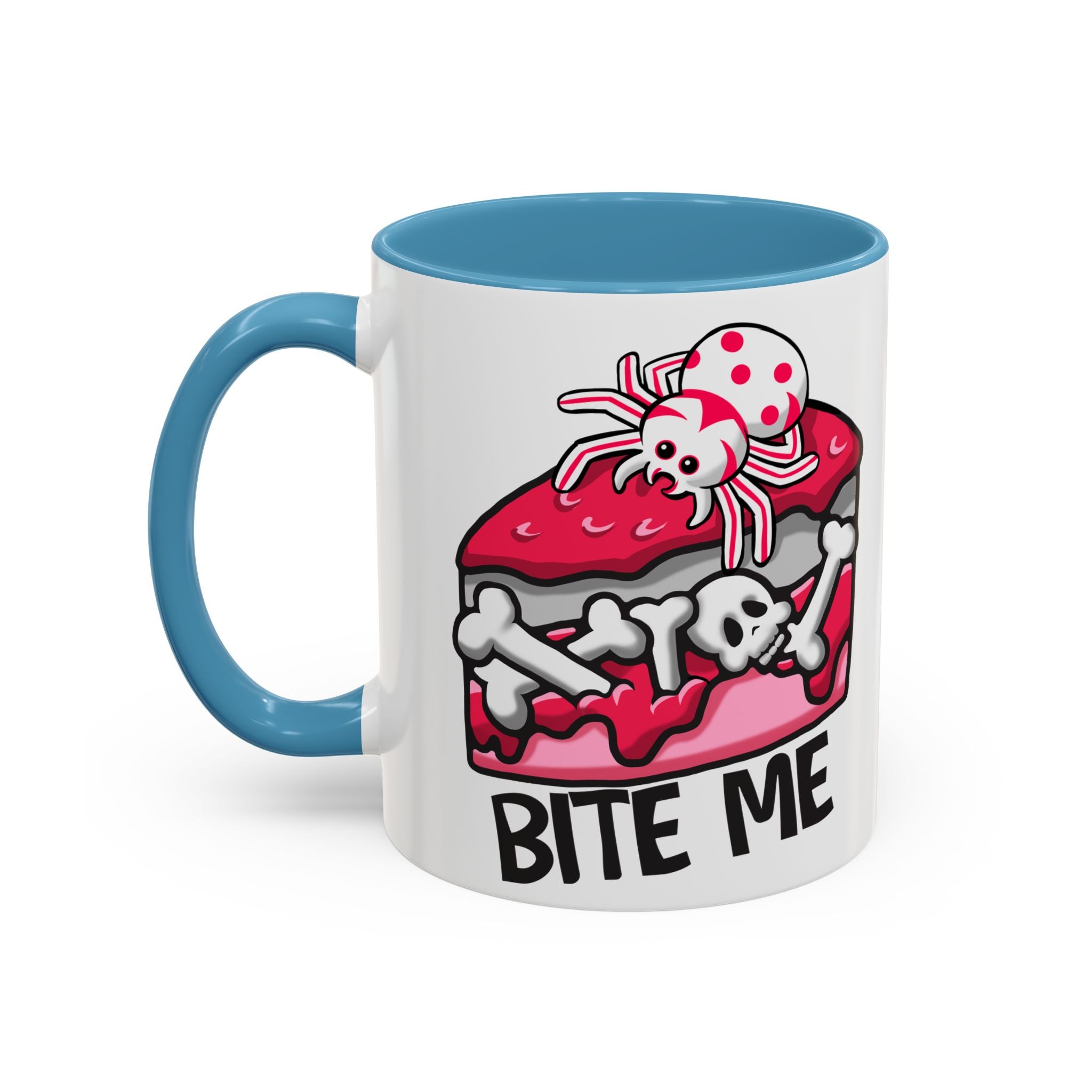 Bite Me Coffee Mug — Cute Creepy Spider Cake Accent Mug anti valentine