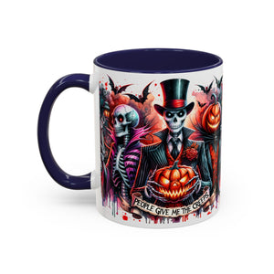 Halloween-themed Accent Coffee Mug, Spooky Skull Mug, Pumpkin Art Cup, Unique Gift for Halloween Lovers, October Decor