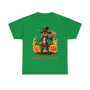 Halloween t shirt pumpkin western style shootout funny fall fun scary stocking stuffer for whole family  cotton tee