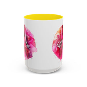 Inspirational Accent Coffee Mug with Pink Ribbon Design, Faith Hope Love Gift, Cancer Awareness Mug, Supportive Drinkware, Meaningful [...]