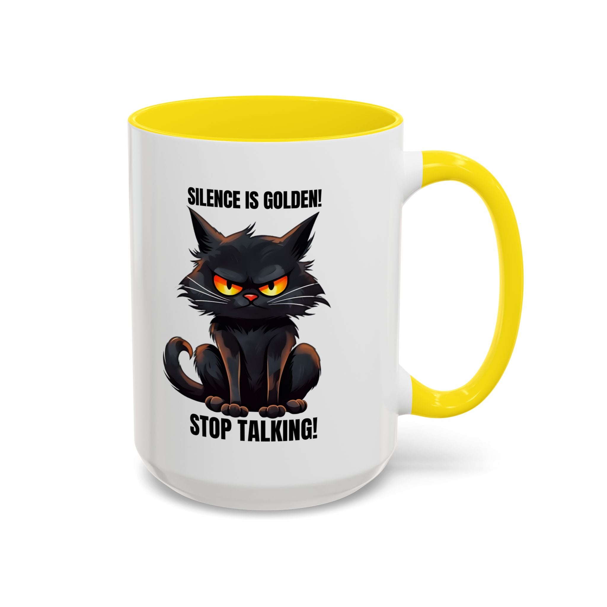 Funny Cat Mug | Silence Is Golden Coffee Cup | Gift for Cat Lovers | Humorous Kitchenware | Ceramic Teacup | Unique Animal Gifts