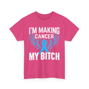 Angel Wings cancer Awareness Tee, Unisex Cotton Shirt for Support, Gift for Advocates, Fundraising Event Wear, Blue Ribbon Merchandise