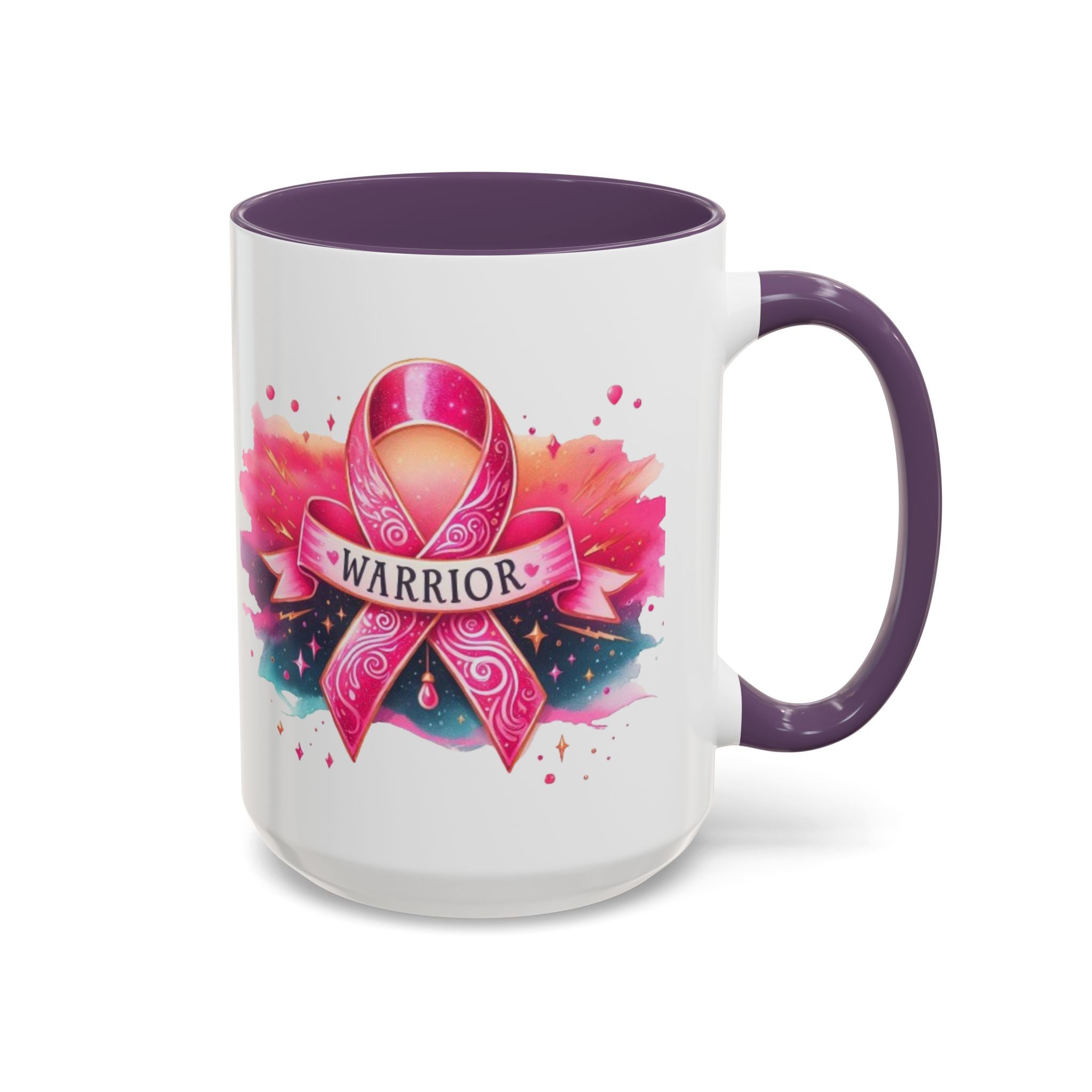 Pink Ribbon Warrior Coffee Mug, Support Breast Cancer Awareness Gift, Inspirational Mug, Cancer Survivor Merchandise, 11oz 15oz Mug