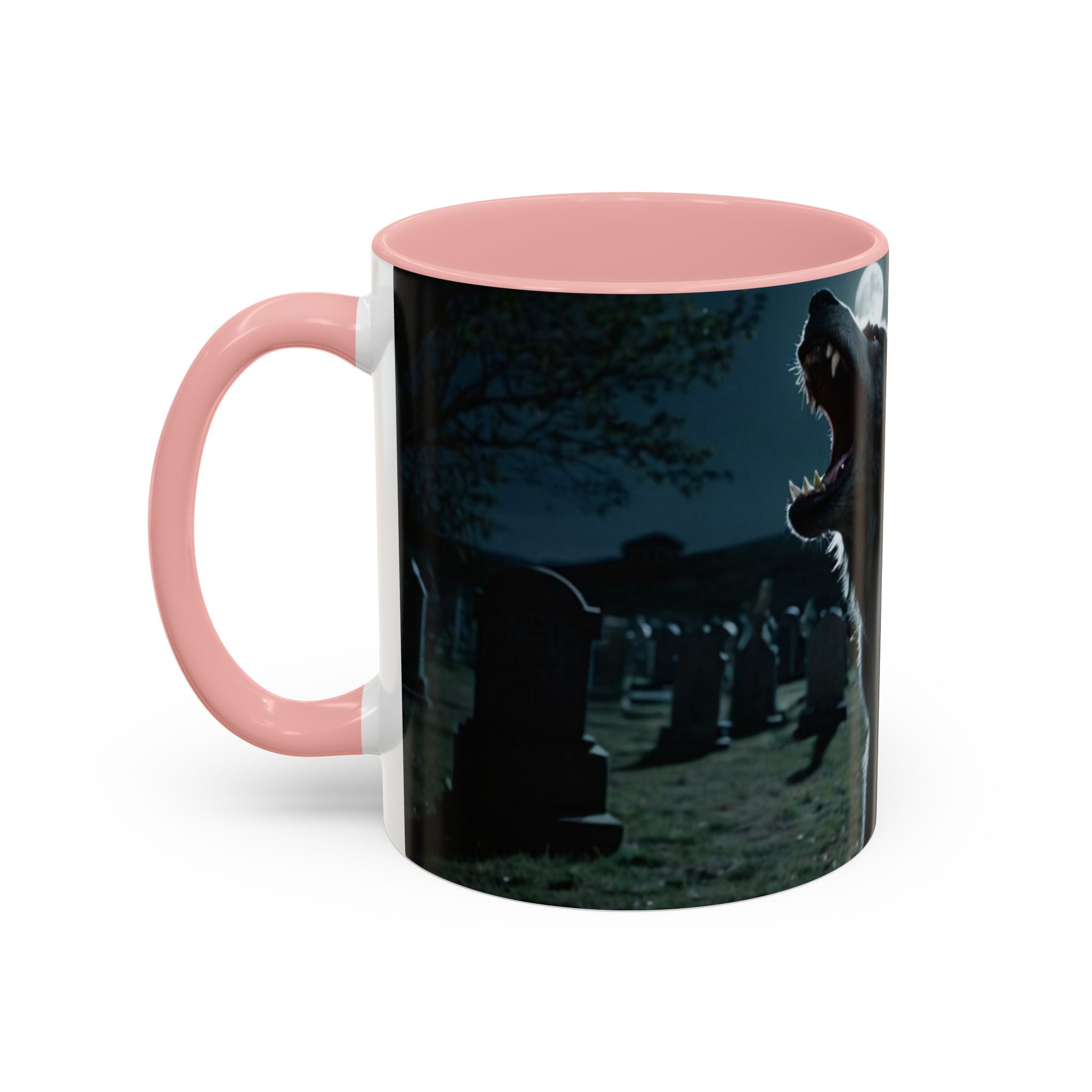 halloween werewolf in graveyard Howling Wolf Accent Coffee Mug - 11 & 15oz