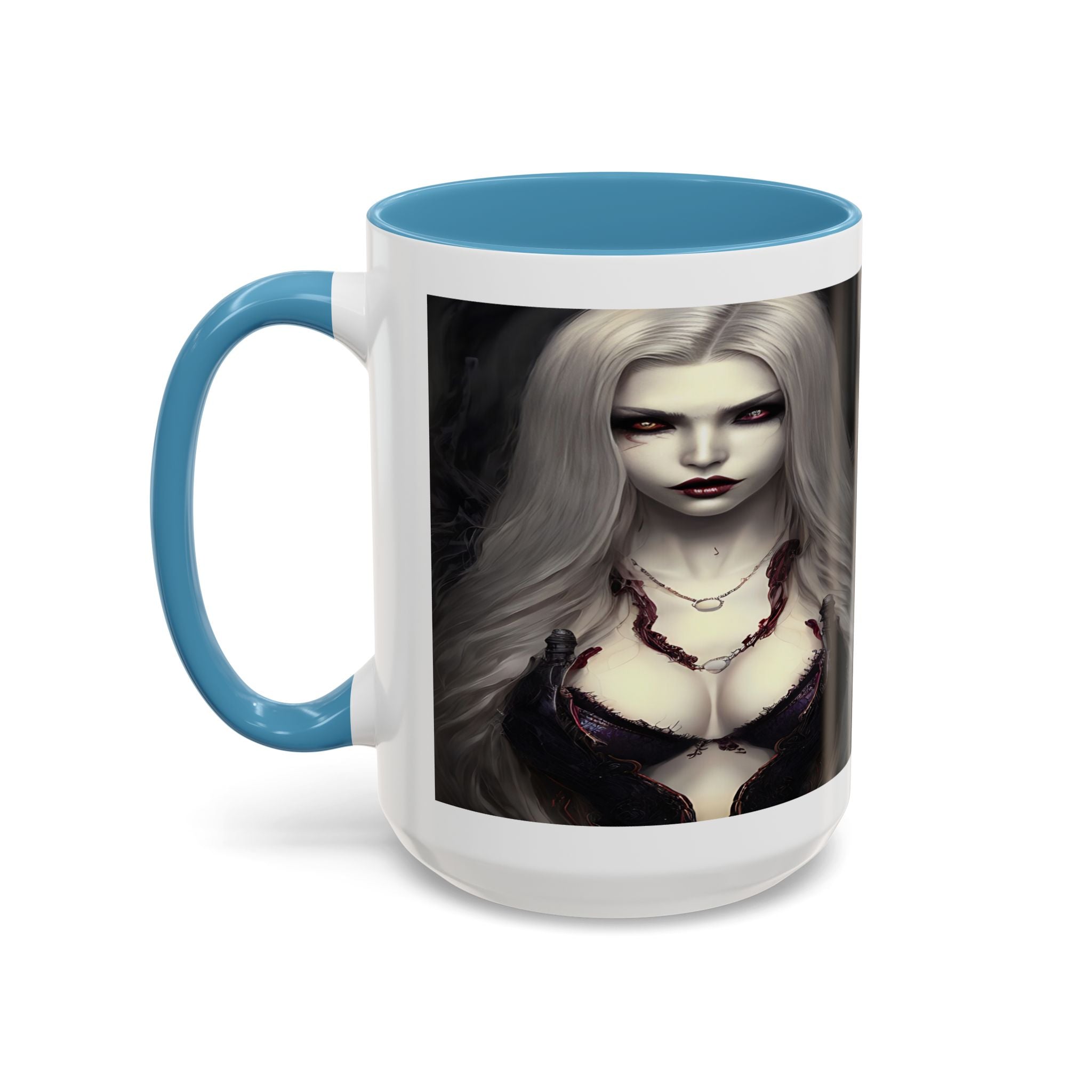 sexy busty woman vampire Gothic Fantasy Coffee Mug - 11oz & 15oz horror art