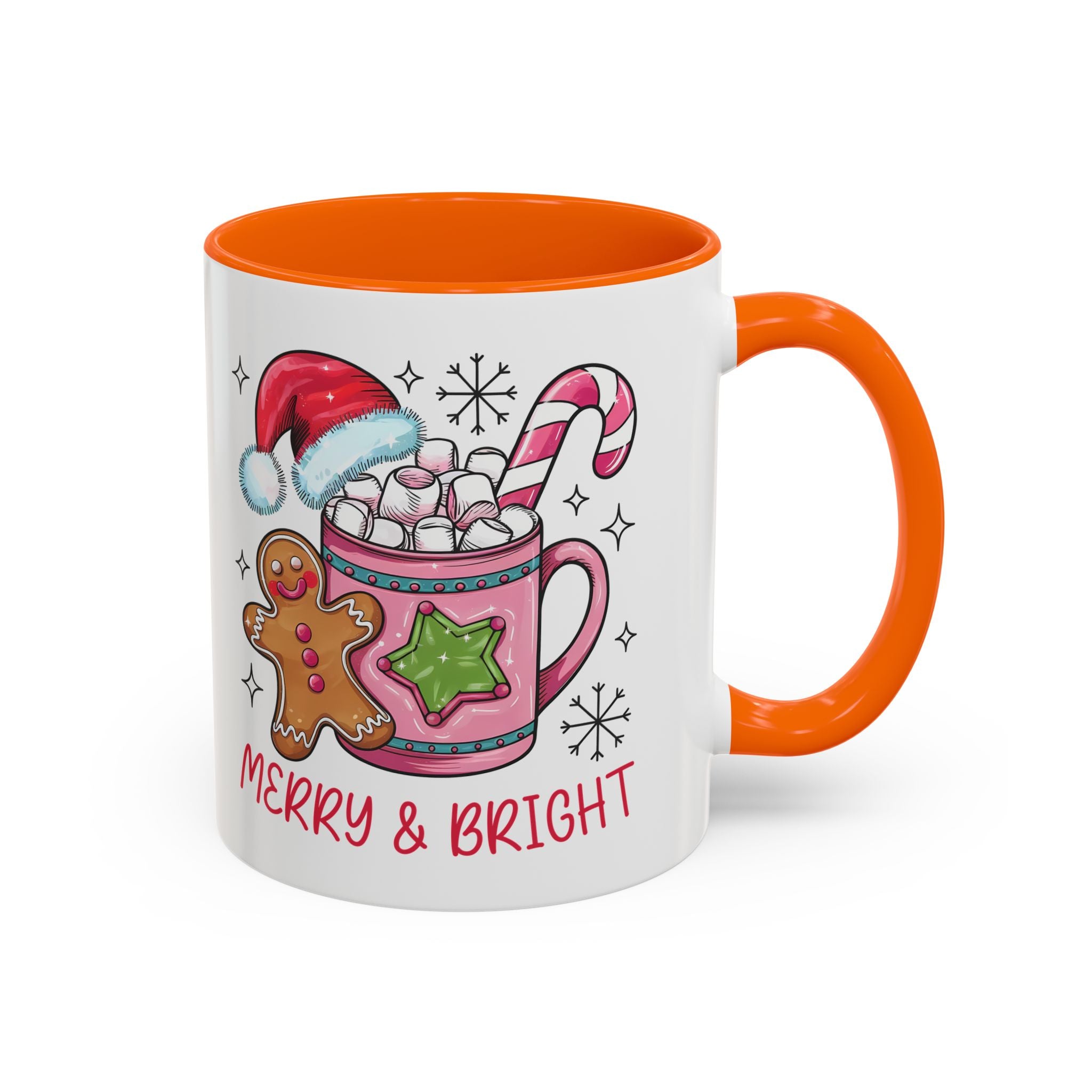 Festive Gingerbread Coffee Mug, Christmas Gift, Holiday Coffee Cup, Merry & Bright Mug, Winter Mug, Hot Chocolate Holder