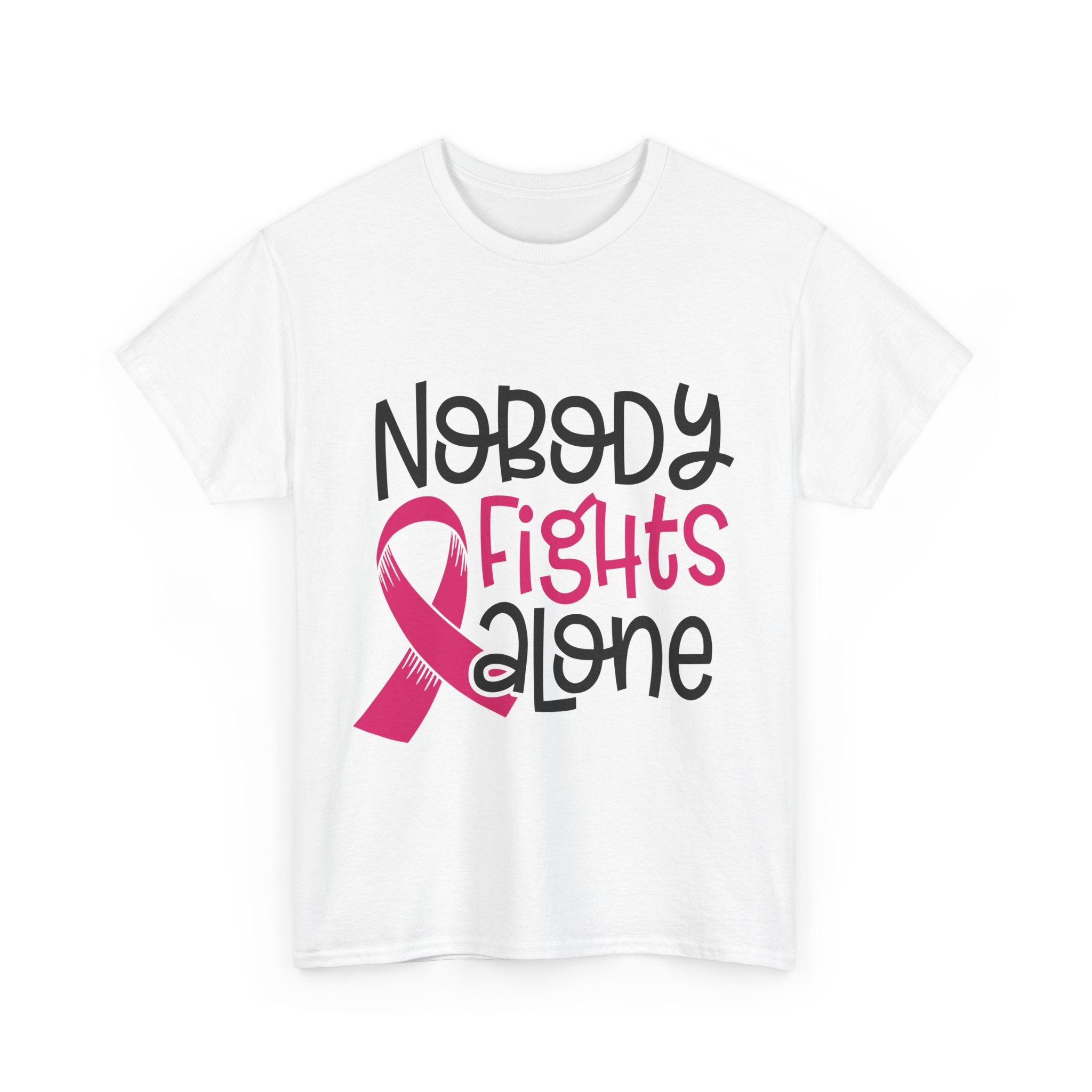 Empowering Awareness Tee - Nobody Fights Alone, Unisex Cotton T-Shirt, Supportive Gift, Breast Cancer Awareness, Inspirational Shirt