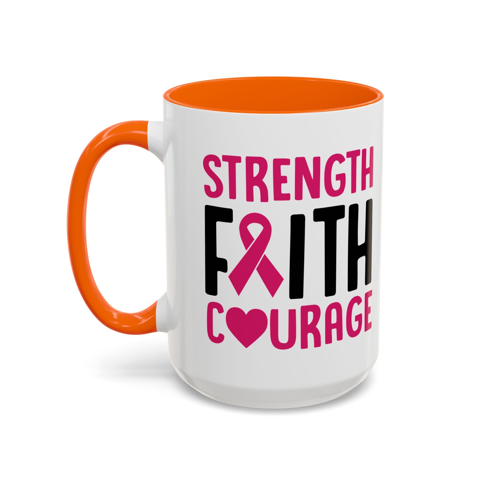Inspirational Coffee Mug: Strength, Faith, Courage - Gift for Survivors, Awareness Events, Supportive Home Decor, Encouragement