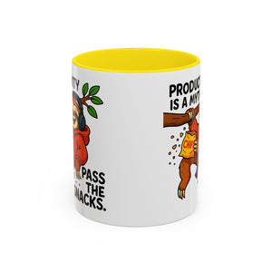 Funny Sloth Coffee Mug, Humor Mug Gift, Productivity Myth Mug, Cute Sloth Cup, Quirky Office Mug