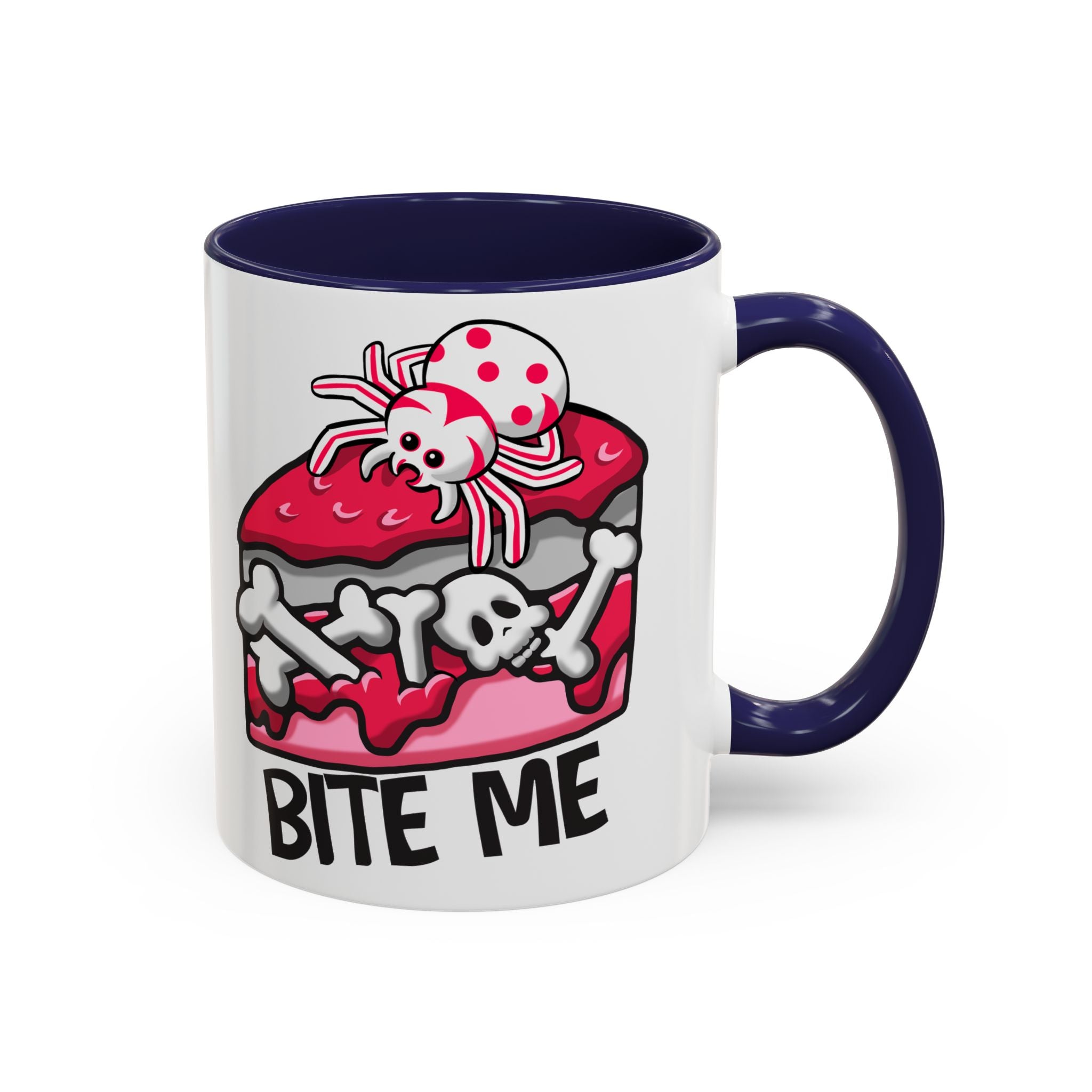 Bite Me Coffee Mug — Cute Creepy Spider Cake Accent Mug anti valentine
